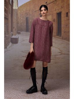 Genes Lecoanet Hemant - Textured Cherry Lacquer Yoke Dress