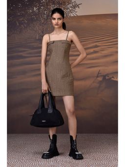 Genes Lecoanet Hemant - Warm Brown Quilted Silk Viscose Mini Dress