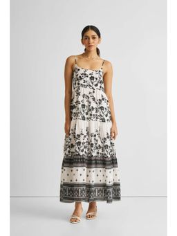 Reistor - White Bemberg Scoop Neck Sleeveless Floral Maxi Dress