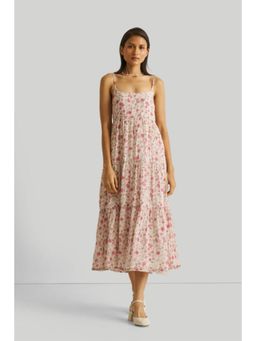 Reistor - Pink Bemberg Scoop Neck Sleeveless Floral Maxi Dress