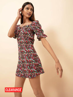 Twenty Dresses by Nykaa Fashion - Multi Color Floral Sweetheart Mini Dress