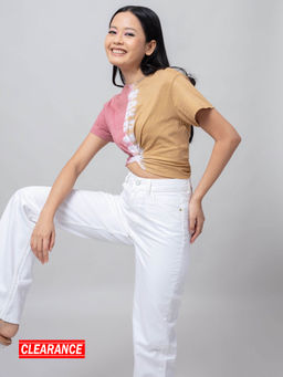 Twenty Dresses by Nykaa Fashion - Multicolor Tie And Dye Front Twist Round Neck T Shirt
