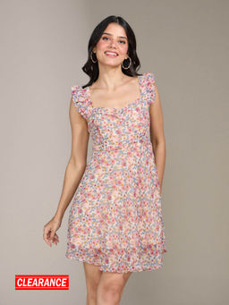 Twenty Dresses by Nykaa Fashion - Multi Color Floral Sweetheart Neck Mini Dress