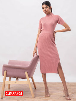 Twenty Dresses by Nykaa Fashion - Pink Solid Midi Slit Skirt
