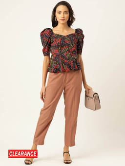 Twenty Dresses by Nykaa Fashion - Multicolor Printed Sweetheart Neck Peplum Top