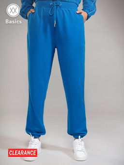Twenty Dresses by Nykaa Fashion - Basics Blue Solid Ankle Joggers