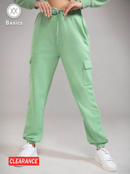 Twenty Dresses by Nykaa Fashion - Basics Green Solid Ankle Joggers