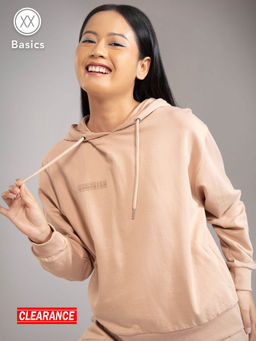 Twenty Dresses by Nykaa Fashion - Basics Beige Solid Crew Neck Hoodie