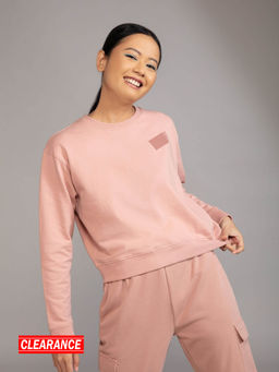 Twenty Dresses by Nykaa Fashion - Basics Pink Solid Crew Neck Sweatshirt