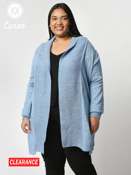 Twenty Dresses by Nykaa Fashion - Curve Blue Keep Me Cozy Cardigan