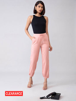 Twenty Dresses by Nykaa Fashion - Work Pink Solid Ankle Jogger Pants