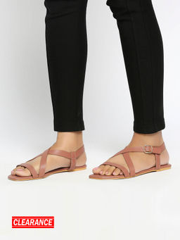 Twenty Dresses by Nykaa Fashion - Pink Square Toe Criss Cross Strap Sandals