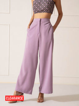Twenty Dresses by Nykaa Fashion - Lavender Solid Flared Pants