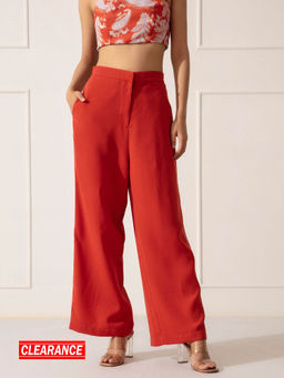 Twenty Dresses by Nykaa Fashion - Rust Solid Flared Pants