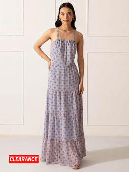 Twenty Dresses by Nykaa Fashion - Blue and Multi Color Printed Maxi Dress