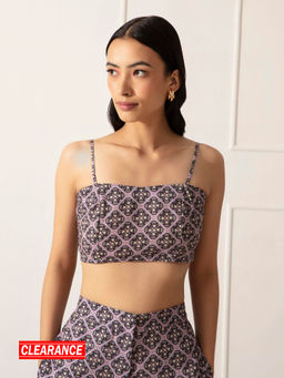 Twenty Dresses by Nykaa Fashion - Mauve Multicolor Printed Square Neck Crop Top
