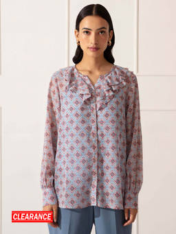 Twenty Dresses by Nykaa Fashion - Blue Printed Round Neck Top