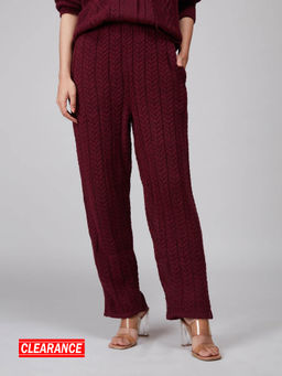 Twenty Dresses by Nykaa Fashion - Maroon Textured Jogger Pants