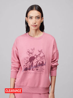 Twenty Dresses by Nykaa Fashion - Basics Pink Oversized Graphic Sweatshirt