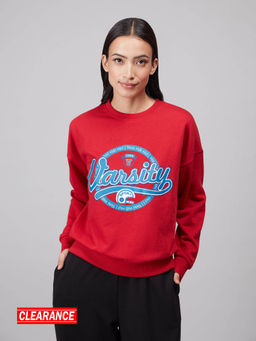 Twenty Dresses by Nykaa Fashion - Basics Red Oversized Graphic Sweatshirt