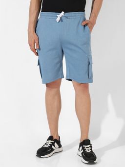 Campus Sutra - Men Solid Blue Regular Fit Casual Shorts