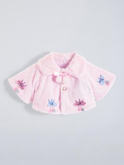 Hopscotch - Bow Applique Full-Sleeve Fleece Jacket
