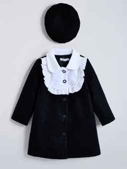 Hopscotch - Button-Front Overcoats with Ruffle Front and Hat