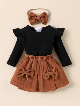 Hopscotch - Bow Applique Top and Skirt With Headband