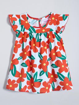 Hopscotch - Floral Angle Sleeve A-Line Casual Knee Length Knee Length Dress