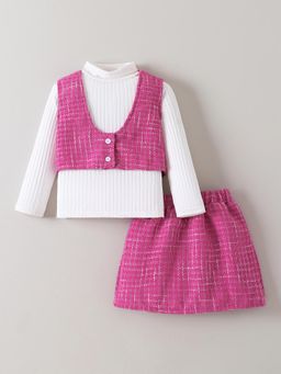 Hopscotch - Textured T-shirt With Waistcoat and Skirt