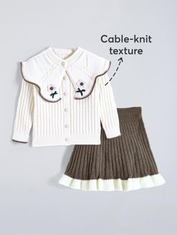 Hopscotch - Olive Textured Sweater and Skirt