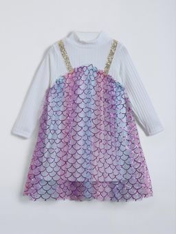 Hopscotch - Mermaid Dreams Mock Layered Knee Length Dress