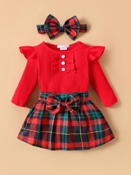 Hopscotch - Checkered Onesie and Skirt with Headband