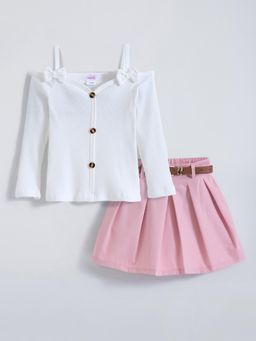 Hopscotch - Bow Applique Top and Skirt With Belt