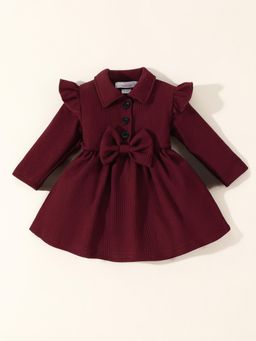 Hopscotch - Textured Bow Casual Knee Length Dress