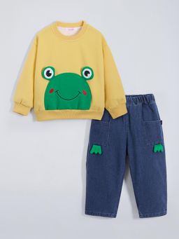Hopscotch - Frog Applique Jeans & Sweatshirt