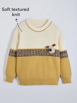 Hopscotch - Colour block Puppy Applique Sweater
