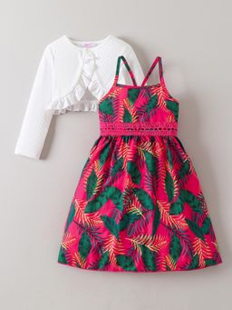 Hopscotch - Tropical Casual Knee Length Dress with Jacket