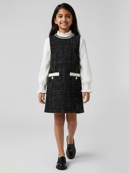 Hopscotch - High neck Textured Top and Casual Knee Length Dress