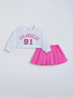 Hopscotch - Text Print Sweatshirt and Skirt