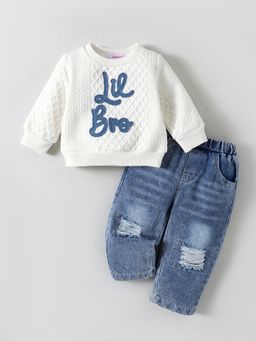 Hopscotch - Typographic Applique Sweatshirt and Jeans
