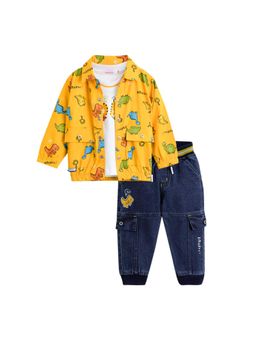 Hopscotch - Cotton Animal T-shirt with Jacket and Jeans
