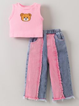 Hopscotch - Teddy Colour block Jeans with T-Shirt