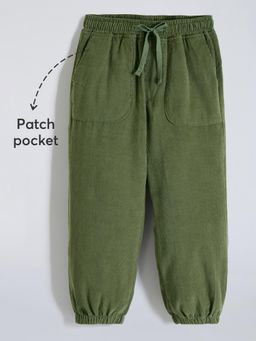 Hopscotch - Corduroy Tie Waist Loose Fit Joggers