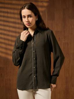 Globus - Women Green Collared Neck Party Shirt