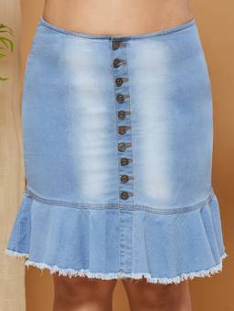 Miss Chase - A+ Curve Collection Plus Size Blue Skirt