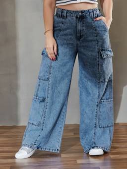 Miss Chase - A+ Curve Collection Plus Size Light Blue Wide Leg Jeans