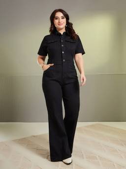 Miss Chase - A+ Curve Collection Plus Size Black Jumpsuit