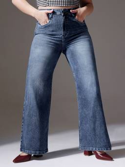 Miss Chase - A+ Curve Collection Plus Size Light Blue Wide-Leg Jeans
