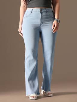 Miss Chase - A+ Curve Collection Plus Size Light Blue Boot Cut Jeans